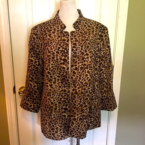 Kim Roger’s jacket blazer sz 16. Open front, lined, leopard print, transitional - Picture 1 of 7